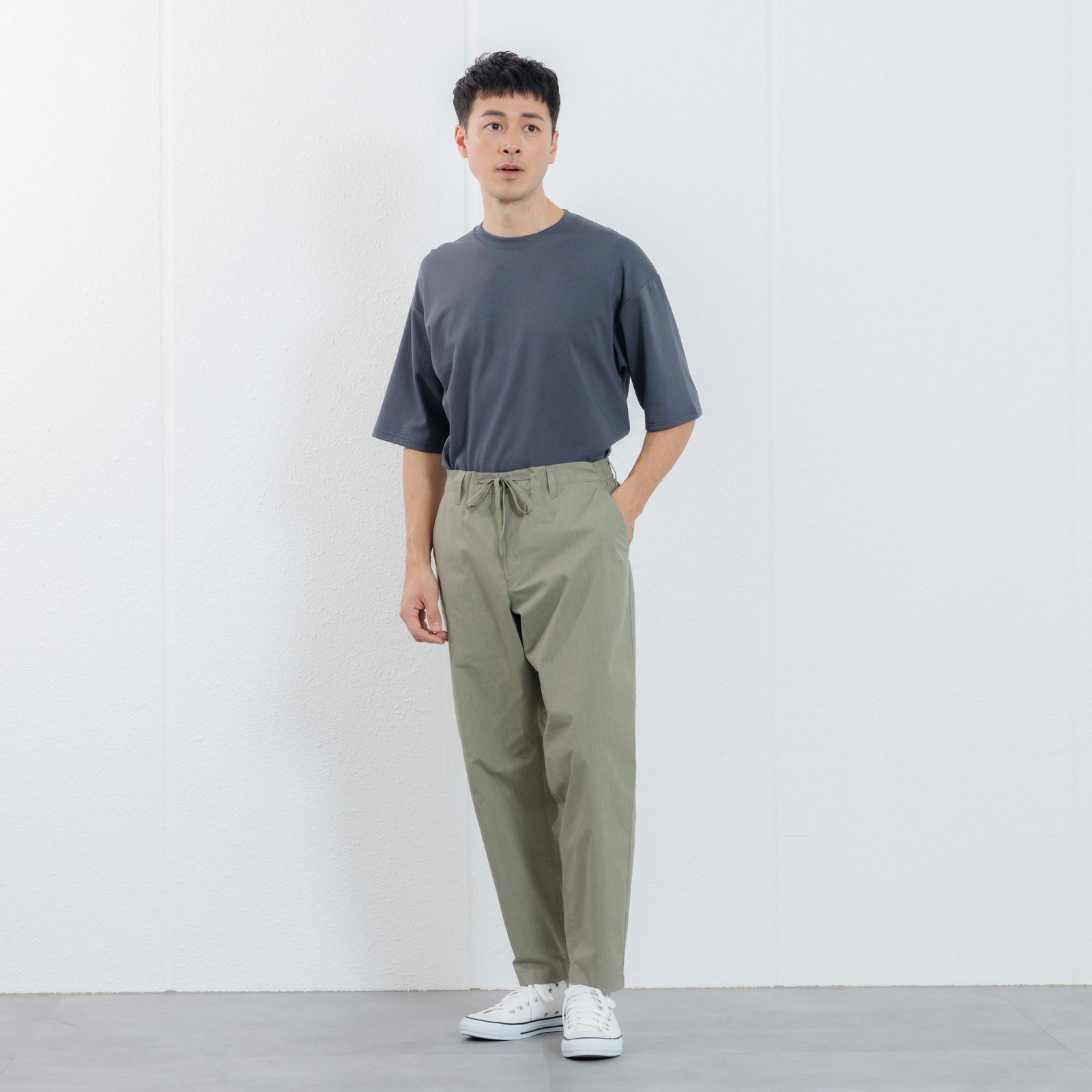 【かるクル】　クールタッチポプリンイージーパンツ