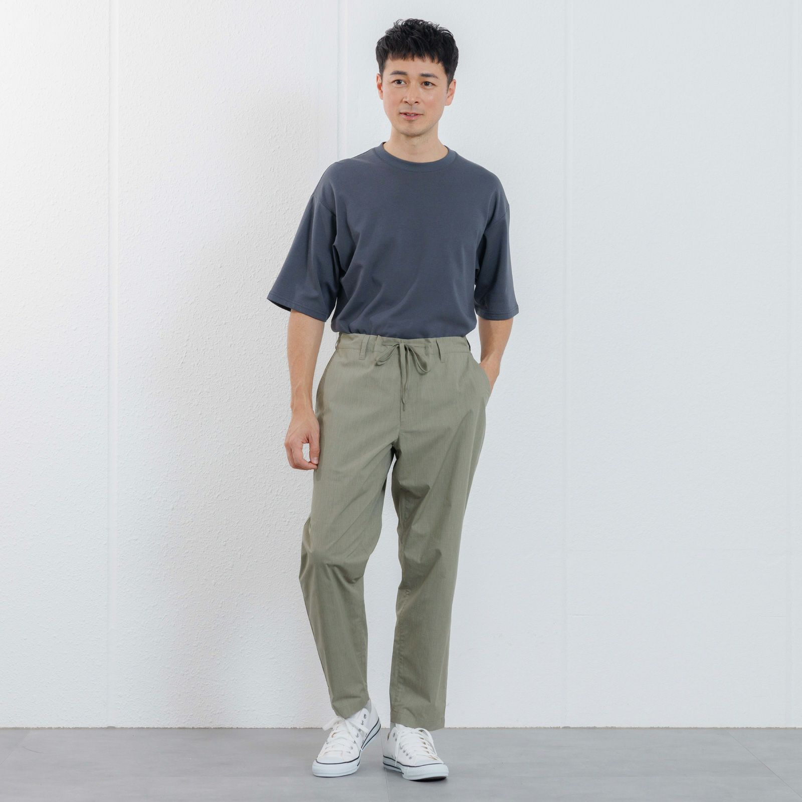 【かるクル】　クールタッチポプリンイージーパンツ