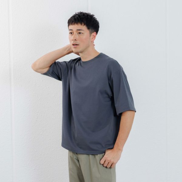 【ピースフィットクール】　遮熱スムース無地五分袖Tシャツ