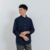 【てまらく】　麻入り無地７分袖シャツ