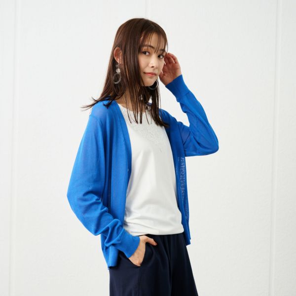ひんやりさらさら　Ｖネックカーディガン