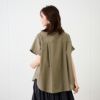 てまラク　綿麻半袖バンドカラーブラウス