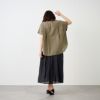てまラク　綿麻半袖バンドカラーブラウス