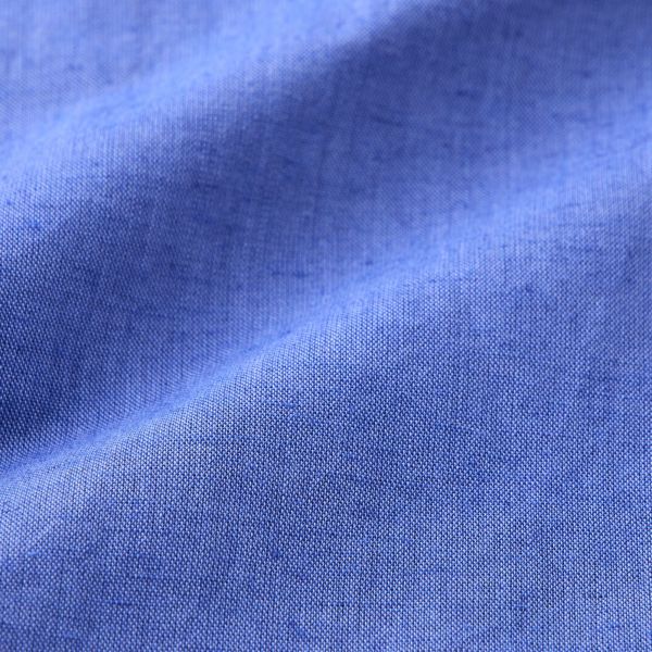 てまラク　綿麻半袖バンドカラーブラウス