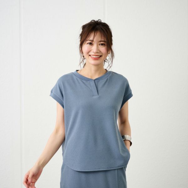 ジャカードスキッパーフレンチ袖Tシャツ