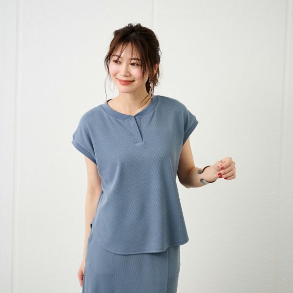 ジャカードスキッパーフレンチ袖Tシャツ