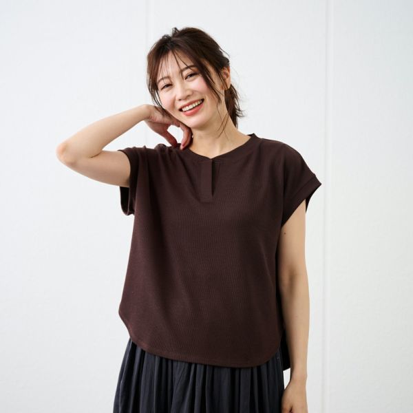 ジャカードスキッパーフレンチ袖Tシャツ