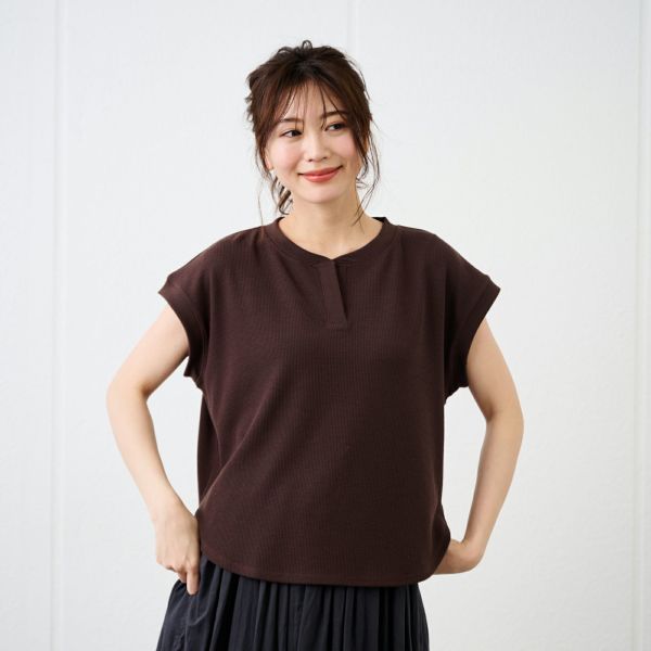 ジャカードスキッパーフレンチ袖Tシャツ