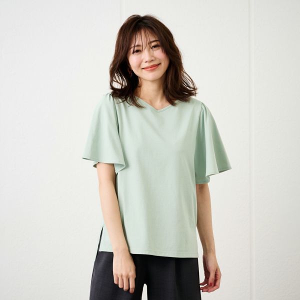 【ピースフィットクール】遮熱・UV対策　ひんやりサラサラ　フレア袖Ｔシャツ