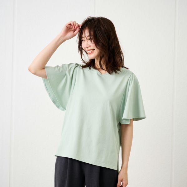【ピースフィットクール】遮熱・UV対策　ひんやりサラサラ　フレア袖Ｔシャツ