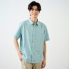 【てまラク】麻入り無地半袖シャツ