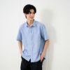【てまラク】麻入り無地半袖シャツ