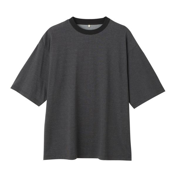 ピースフィットクール　遮熱天竺ボーダー五分袖Tシャツ