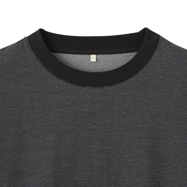 ピースフィットクール　遮熱天竺ボーダー五分袖Tシャツ