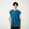 フェイクベストレイヤード　クルーネック五分袖Tシャツ