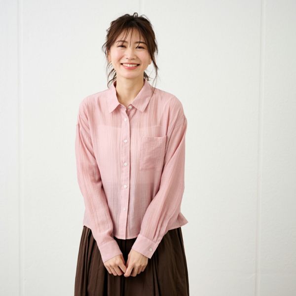 テンセル混シアー長袖シャツ