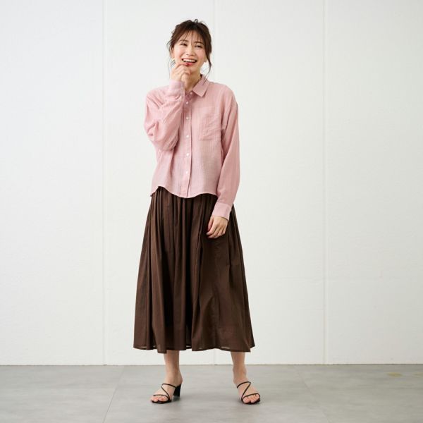 テンセル混シアー長袖シャツ