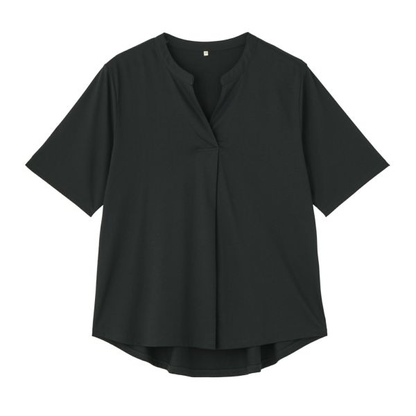 シルキーコットン　スキッパー襟Tシャツ