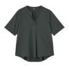 シルキーコットン　スキッパー襟Tシャツ