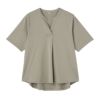 シルキーコットン　スキッパー襟Tシャツ