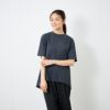 シルキーコットン　モックネックフレンチ袖Tシャツ