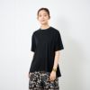 シルキーコットン　モックネックフレンチ袖Tシャツ