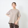 シルキーコットン　モックネックフレンチ袖Tシャツ