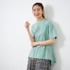シルキーコットン　モックネックフレンチ袖Tシャツ