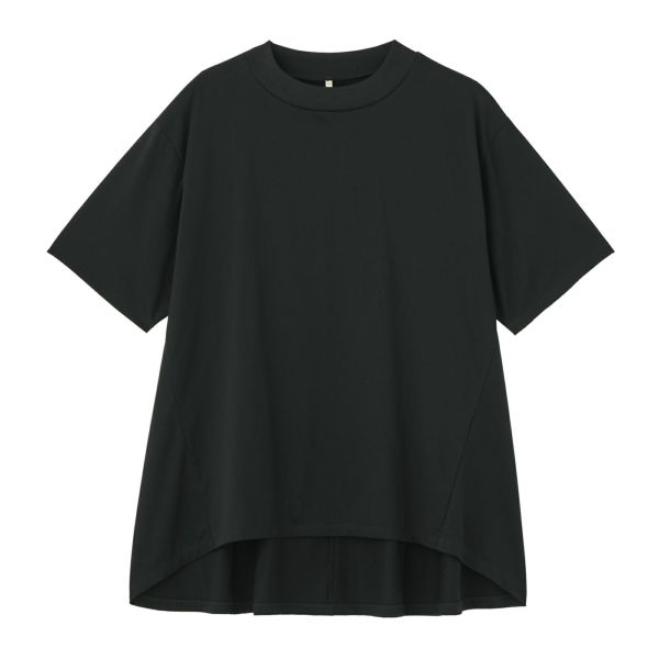 シルキーコットン　モックネックフレンチ袖Tシャツ