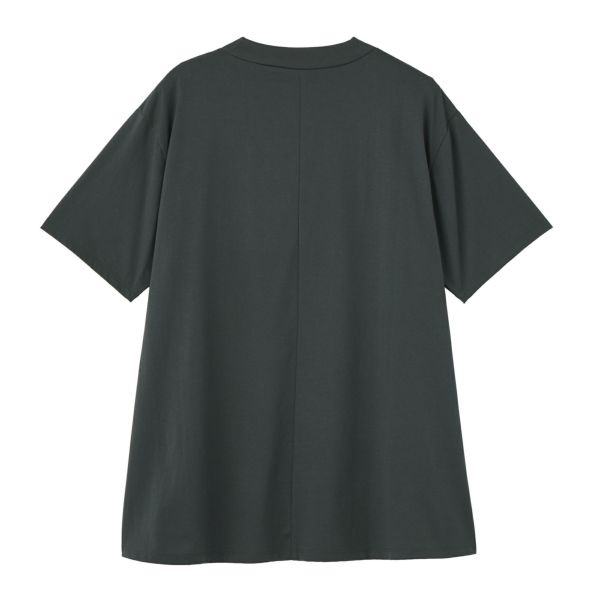 シルキーコットン　モックネックフレンチ袖Tシャツ