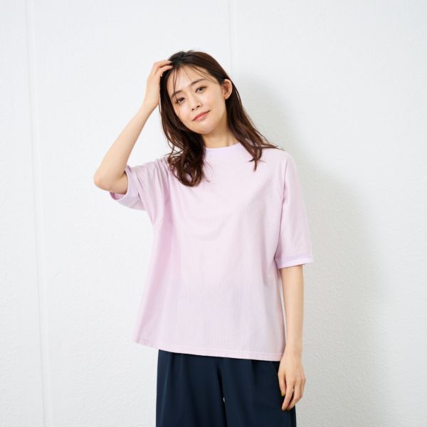 綿１００モックネックラグランＴシャツ