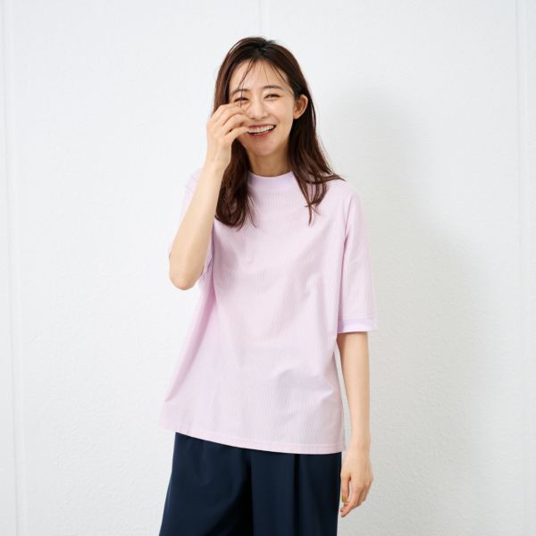 綿１００モックネックラグランＴシャツ
