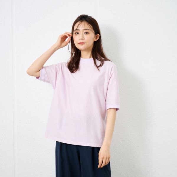 綿１００モックネックラグランＴシャツ