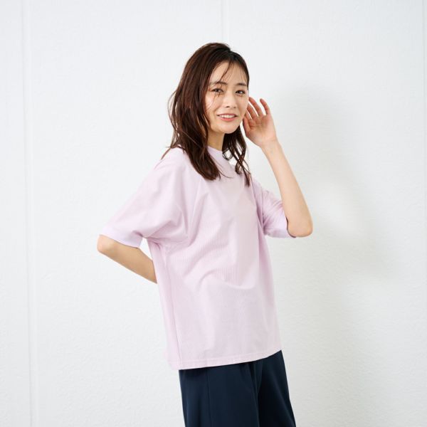 綿１００モックネックラグランＴシャツ