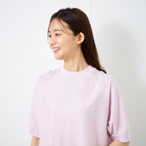 綿１００モックネックラグランＴシャツ