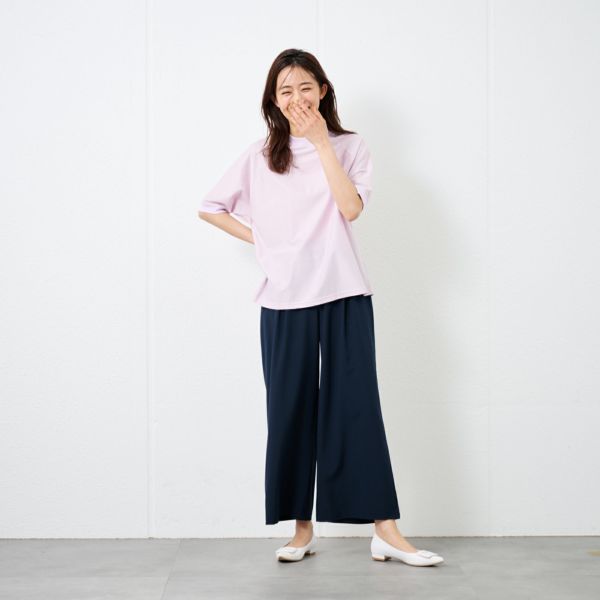 綿１００モックネックラグランＴシャツ