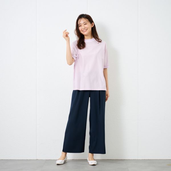 綿１００モックネックラグランＴシャツ