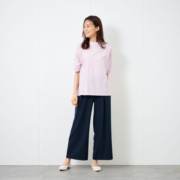 綿１００モックネックラグランＴシャツ