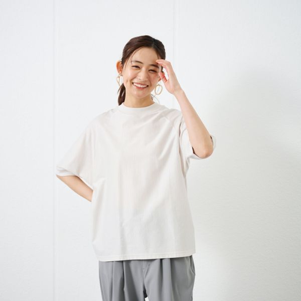綿１００モックネックラグランＴシャツ