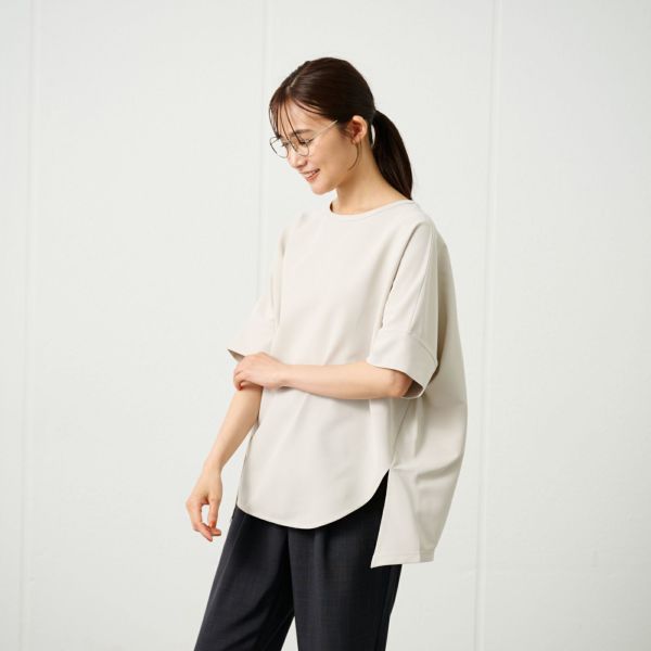 ワッフルリブスリーブスクエアＴシャツ