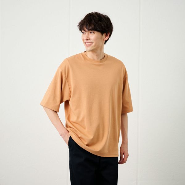 【ピースフィットクール】　スムース無地五分袖Ｔシャツ