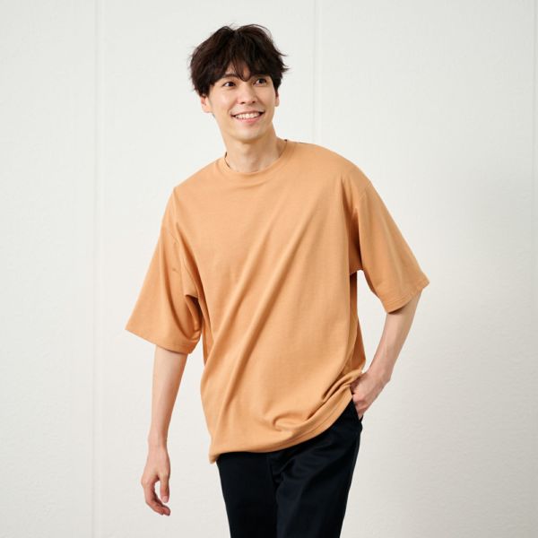 【ピースフィットクール】　スムース無地五分袖Ｔシャツ