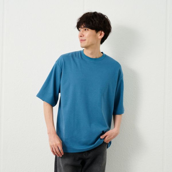 【ピースフィットクール】　スムース無地五分袖Ｔシャツ