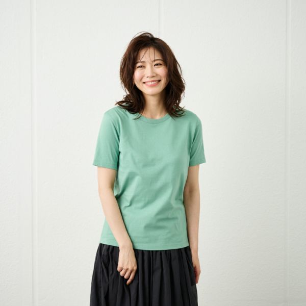 レディス　コットン１００クルーネック半袖Tシャツ