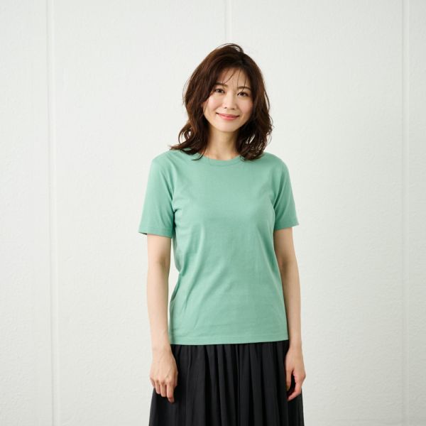 レディス　コットン１００クルーネック半袖Tシャツ