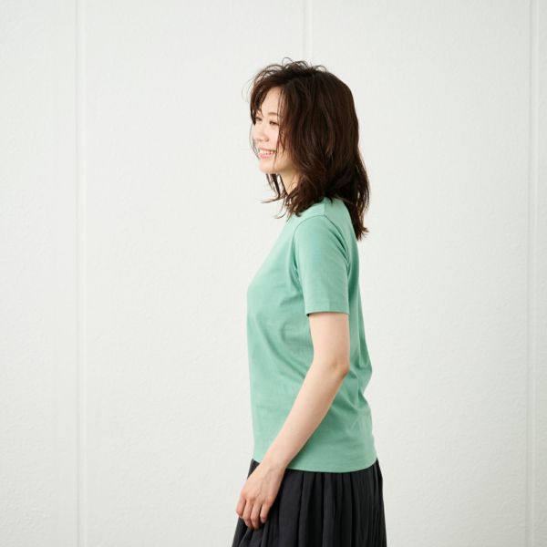 レディス　コットン１００クルーネック半袖Tシャツ