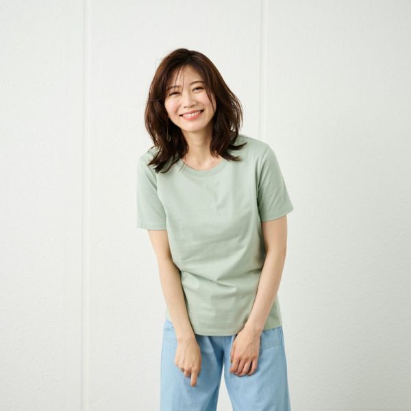 レディス　コットン１００クルーネック半袖Tシャツ