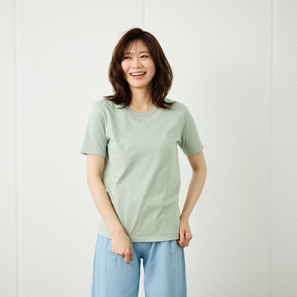レディス　コットン１００クルーネック半袖Tシャツ