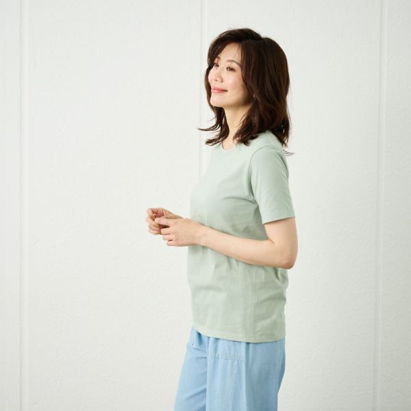レディス　コットン１００クルーネック半袖Tシャツ