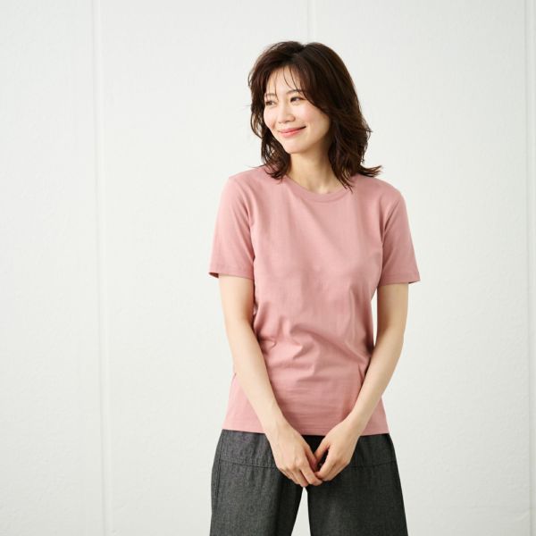 レディス　コットン１００クルーネック半袖Tシャツ